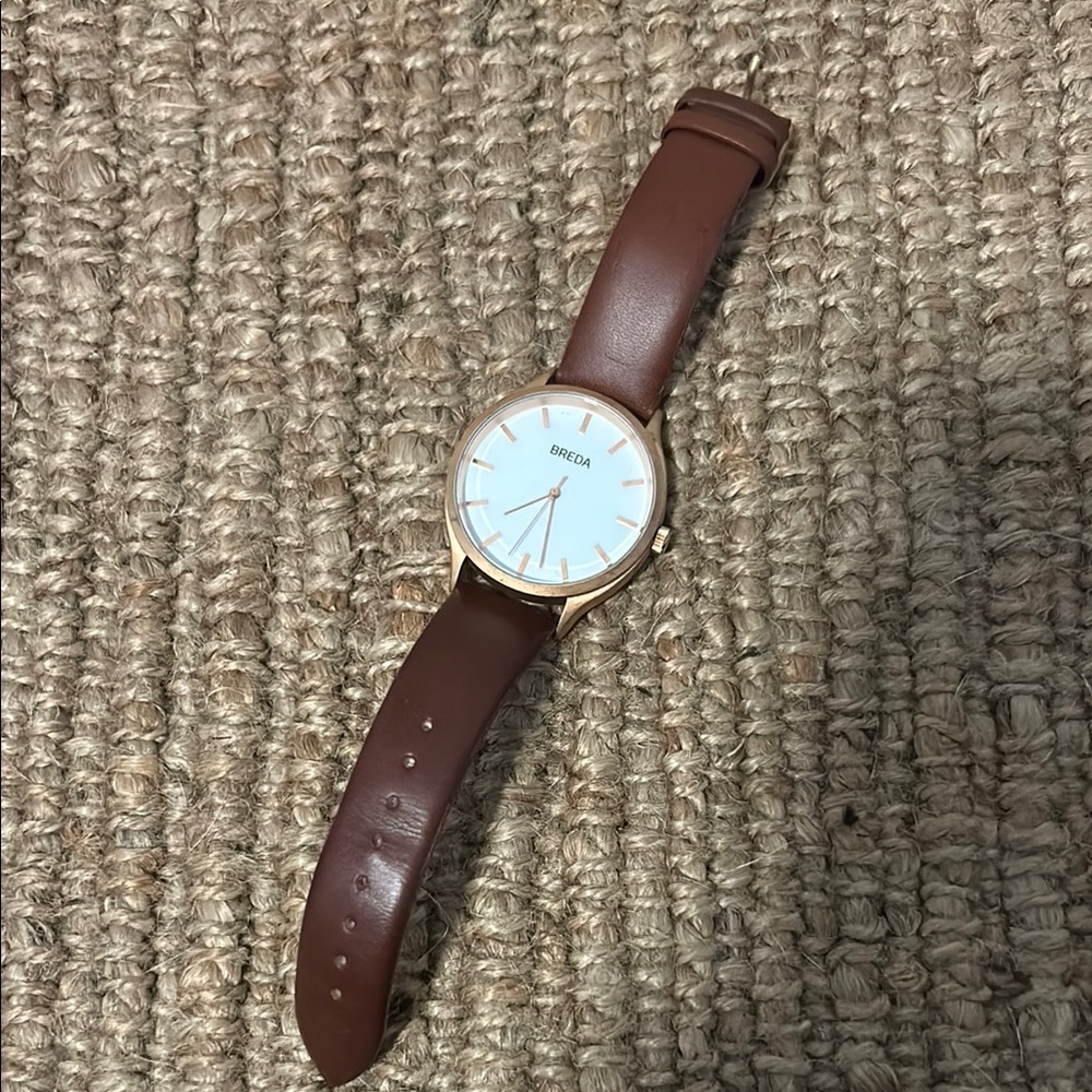 Breda Brown Leather Strap Watch
